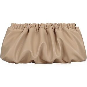 Pleated Evening Bag Soft Vegan Leather Dressy Clutch Purse mal Ruched new